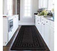 PHP Non-Slip Area Rug, 80 x 150 cm Washable, Heavy Duty Floor Protector Anti Slip Hallway Large Rug for Indoor Outdoor Hall Bedroom and Kitchen - Black