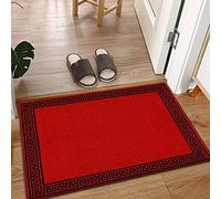 PHP Non Slip Door Mat Super Absorbent Heavy Duty | 40 x 60 cm Machine Washable Doormats for Kitchen and Office Indoor Outdoor Anti Slip Floor Mat - Greeky Rug-Red & Black, 40x60cm - Small Doormat