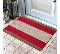 PHP Non Slip Large Front Door Mat, 50 x 80 cm Washable, Anti Slip and Waterproof Mat, Outdoor and Indoor Rug, Gel Backed Dirt Trapper Kitchen Door Mat - Brown Red