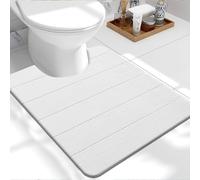 PHP Pedestal Mats Indoor Memory Foam Bath Mat - Non-Slip Floor Mat Comfortable Bathroom Mat - White, 50 x 40 cm