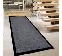 PHP Plain Twist Rubber Runner Rug Outdoor Waterproof Floor Mat - Heavy Duty PVC Non Slip Backing Dirt Trapper Runner for Inside Use Washable Barrier Mat Hallways Rug (60 x 180 cm, Grey)