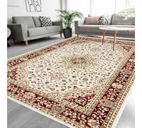 PHP Roma Traditional Rug - Super Soft Classical Floral Pattern Heavy Weight Non Slip Area Rugs for Living Room Bedroom Dining Room Tv Lounge Carpet (120 X 170 cm, Cream)