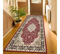 PHP Roma Vintage Runner for Indoor - Super Soft Classical Floral Pattern Low Pile Large Non Slip Runners Rug for Living Room Bedroom Hallway Tv Lounge (80 X 300 cm, Red)
