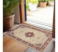 PHP Rome Door Mat Indoor, Vintage Classical Pattern Non Slip Backing Washable Floor Mats for Front Door Entrance Kitchen Hallway Bedroom Living Room TV Lounge (60 x 110 cm, Beige)