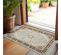 PHP Rome Door Mat Indoor, Vintage Classical Pattern Non Slip Backing Washable Floor Mats for Front Door Entrance Kitchen Hallway Bedroom Living Room TV Lounge (60 x 110 cm, Grey)