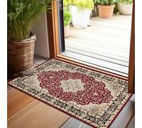PHP Rome Door Mat Indoor, Vintage Classical Pattern Non Slip Backing Washable Floor Mats for Front Door Entrance Kitchen Hallway Bedroom Living Room TV Lounge (60 x 110 cm, Red)