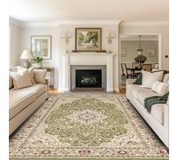 PHP Rome Traditional Area Rug, Vintage Classical Pattern Non Slip Backing Washable Vintage Carpet Mat for Hallways Long Stair Bedroom Living Room Kitchen (120 x 170 cm, Green)