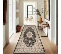 PHP Rome Traditional Runner Rug, Vintage Classical Pattern Non Slip Backing Washable Vintage Carpet Runners for Hallways Long Stair Bedroom Living Room Kitchen (80 x 300 cm, Black)
