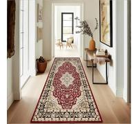 PHP Rome Traditional Runner Rug, Vintage Classical Pattern Non Slip Backing Washable Vintage Carpet Runners for Hallways Long Stair Bedroom Living Room Kitchen (80 x 300 cm, Red)