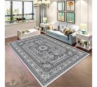 PHP Rugs Living Room Large 160x230 cm - Super Soft Geometrical Pattern Low Profile Thick Traditional Oriental Rug for Bedroom, 0207 Grey Rug Large
