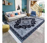 PHP Rugs Living Room Large 200x290 cm (6 ft 7 in x 9 ft 6 in) Grey - Vintage Distressed Washable Low Pile Rugs Living Room Area Rugs Carpet Mat