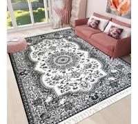 PHP Rugs Living Room Large 200x290 cm (6 ft 7 in x 9 ft 6 in) Grey - Vintage Distressed Washable Low Pile Rugs Living Room Area Rugs Carpet Mat