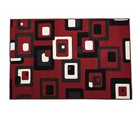 PHP Runner Carpets for Hallways Red Black, 80 x 150 cm - New Abstract Design Anti Slip Runner Rug for Living Room Bedroom Lounge Narrow Hall