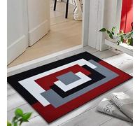 PHP Runner Rug for Hallways - Thick Non Slip Flat Woven Geometric Pattern Classical Indoor Carpet Runner Mat for - Kitchen Hallway Hall Bedroom Living Room, 60 x 110 cm, Black Red