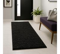 PHP Shaggy Runner Rugs for Indoor - Super Soft Fluffy Thick Pile Non-Shedding Large Runners Rug for Hallways Bedroom Living Room Kitchen Carpet Mats (Black, 80cm x 150cm (2ft 8" x 5ft)