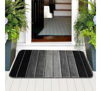 PHP Stripe Door Matts - Modern Distressed Non Slip Washable Mat for Kitchen Front Door Entrance Mat Hallway Bedroom Living Room Entryway Floor Mat (50x80 cm, Grey Black)