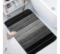 PHP Striped Pedestal Mat Microfiber Memory Foam Toilet Mat Modern Waterproof Non Slip Mat Fast Drying Bathroom Toilet Shower Mat(50x60 cm, Grey Black)