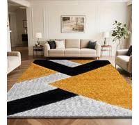 PHP Stylish Large Area Rugs for Living Room - 3D Design Carved Non-Shedding Dense Pile Shaggy Rug for Bedroom Kitchen Carpet Runner Non Slip Floor Mat (Ochre Grey Silver - Nova, 120 x 170 cm)