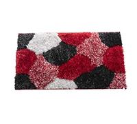 PHP Stylish Large Area Rugs For Living Room - Non Shedding Dense Pile Shaggy Rug For Bedroom Kitchen Carpet Runner Non Slip Floor Mat (60 x 220 cm - 2 ft x 7 ft 3 in, Red Grey Silver - Pona)