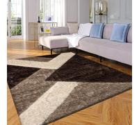 PHP Stylish Large Area Rugs For Living Room - Non Shedding Dense Pile Shaggy Rug For Bedroom Kitchen Carpet Runner Non Slip Floor Mat (60 x 220 cm - 2 ft x 7 ft 3 in, Brown Beige Cream - Nova)