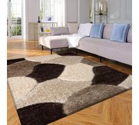 PHP Stylish Large Area Rugs For Living Room - Non Shedding Dense Pile Shaggy Rug For Bedroom Kitchen Carpet Runner Non Slip Floor Mat (60 x 220 cm - 2 ft x 7 ft 3 in, Brown Beige Cream - Pona)