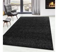 PHP Super Soft FLUFFY Shaggy Rug Non Slip Large Shaggy Rugs Hallway Runner Rug Bedroom Living Room Carpet Mat (Black, 160cm x 230cm (5ft 4" x 7ft 8"))