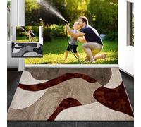 PHP Velvet Curve Door Mat - Contemporary Abstract Design Super Soft Dense Thick Pile Shaggy Doormats for Kitchen Bedroom Living Room Entrance Matt (50 x 80 cm, Rust)