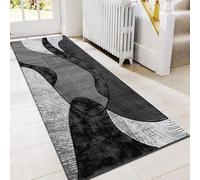 PHP Velvet Curve Runner Rugs - Contemporary Abstract Design Super Soft Dense Thick Pile Shaggy Runners Rug for Hallways Hall Dining Room (80 x 150 cm, Grey)