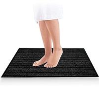 PHP Waterproof Door Mat 50 x 90 cm, Black - Washable Non Slip Rubber Backing Flat weave Doormats for Outdoor and Indoor Kitchen Bedroom Floor Mat