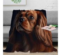 PHQAZWSXE 3D Printed Cavalier King Charles Couch Blanket Warm Soft Bedding Dog portrait art Cozy Throw Blanket Wrinkle Resistant Non Pilling for Dorm Dwellers University Students 80×90inch(200x230cm)