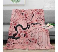 PHQAZWSXE 3D Printed cherry blossoms Bedding Throw Microfiber Ultra Soft Warm Bedding Japanese floral art Home Blanket Heartfelt Gift for Families Couples New Homeowners 40x50inch(100x130cm)