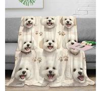 PHQAZWSXE 3D Printed dog faces Warm Blanket Microfiber Warm Thermal Bedding Soft Cartoon pet Travel Blanket Heartfelt Gift for Wedding Anniversary Newlyweds Couples 40x50inch(100x130cm)