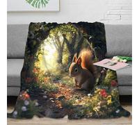PHQAZWSXE 3D Printed Forest squirrel Sofa Throw Microfiber Warm Cosy Bedding Soft Whimsical woodland scene Couch Blanket for Parents Grandparents Family Members 80×90inch(200x230cm)