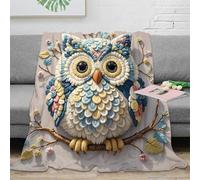 PHQAZWSXE 3D Printed Owl wall decor Soft Throw Microfiber Soft Cosy Bedding Warm Handmade craft Thermal Blanket Anti Static No Shedding for Men Women Kids Households 60x80inch(150x200cm)