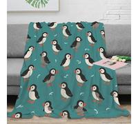PHQAZWSXE 3D Printed Puffin birds Blanket Microfiber Warm Thermal Bedding Soft Cartoon sea bird pattern Bedding Blanket Machine Washable No Shedding for Men Women Kids Households 60x80inch(150x200cm)