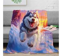 PHQAZWSXE 3D Printed Siberian Husky Throw Blanket Microfiber Soft Cosy Warm Bedding Artistic digital painting Sofa Throw Lightweight Anti Static for Men Women Couples Households 60x80inch(150x200cm)