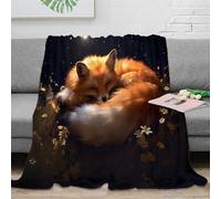 PHQAZWSXE 3D Printed Sleeping fox Fluffy Blanket Microfiber Soft Cosy Bedding Warm Night fantasy art Throw Blanket Anti Static Wrinkle Resistant for Couples Families Guests 40x50inch(100x130cm)