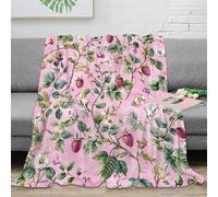 PHQAZWSXE 3D Printed Strawberry vines Travel Blanket Microfiber Warm Soft Bedding Breathable Botanical garden pattern Home Blanket for Holiday Celebrations Birthday Anniversary 50x60inch(127x152cm)
