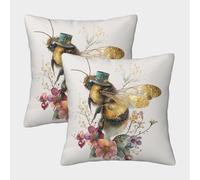 PHQAZWSXE Bee Pillow Cases Set of 2 Cozy Pillowcase Animal Cushion Case with Invisible Zipper Decor Couch Living Room 40x40cm