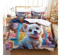 PHQAZWSXE Dog 3D Printed Duvet Cover Set Animal Bedding Sets Fashion Decor for Home with Pillowcases with Zipper Closure Quilt Cover Set for Kids Teens Adults Super King(260x220cm)