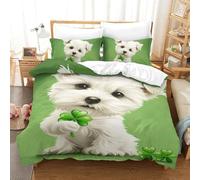 PHQAZWSXE Dog 3D Printed Duvet Cover Set Animal Bedding Sets Fashion Decor for Home with Pillowcases with Zipper Closure Quilt Cover Set for Adults Kids Girls Single(140x200cm)