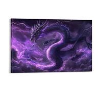 PHQAZWSXE Dragon Wall Painting Wall Art Artwork Purple Thunder Yaolong Home Decoration Canvas UV Printing for Bedroom 16x24inch(40x60cm)