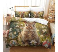 PHQAZWSXE Easter-rabbit 3D Printed Duvet Cover Set Animal Bedding Set Pattern Printed with Pillowcases with Zipper Closure Quilt Cover Kids Boys Girls Super King(260x220cm)