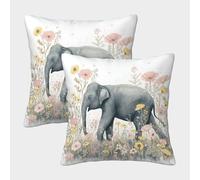 PHQAZWSXE Elephant Pillow Cases Set of 2 Cozy Pillowcases Animal Cushion Covers with Zipper Decorative for Couch Livingroom 50x50cm