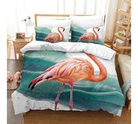 PHQAZWSXE Flamingo 3D Printed Duvet Cover Set Animal Bedding Sets Fashion Decor for Home with Pillowcases with Zipper Closure Quilt Cover for Children Kids Boys Girls King(220x240cm)