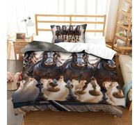 PHQAZWSXE Four Galloping Horses 3D Printed Duvet Cover Set Charming Bedding Sets Fashion Decor for Home with Pillowcases Microfiber Quilt Cover for Kids Teens Adults Single(135x200cm)