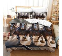 PHQAZWSXE Four Galloping Horses 3D Printed Duvet Cover Set Charming Bedding Sets Modern Decorative with Pillowcases with Zipper Closure Quilt Cover Set Childrens And Adults Single(140x200cm)
