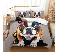 PHQAZWSXE French Bulldog 3D Printed Duvet Cover Set Charming Bedding Sets Room Decor with Pillowcases with Zipper Closure Quilt Cover Set For Kids Teens Boys King(220x240cm)