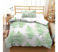 PHQAZWSXE Green Fern Leaves 3D Printed Duvet Cover Set Charming Bedding Sets Room Decor with Pillowcases Microfiber Quilt Cover Set for Adults Kids Girls Single(135x200cm)