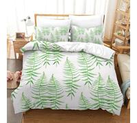 PHQAZWSXE Green Fern Leaves 3D Printed Duvet Cover Set Charming Bedding Sets Room Decor with Pillowcases Microfiber Quilt Cover Set for Adults Kids Girls Super King(260x220cm)